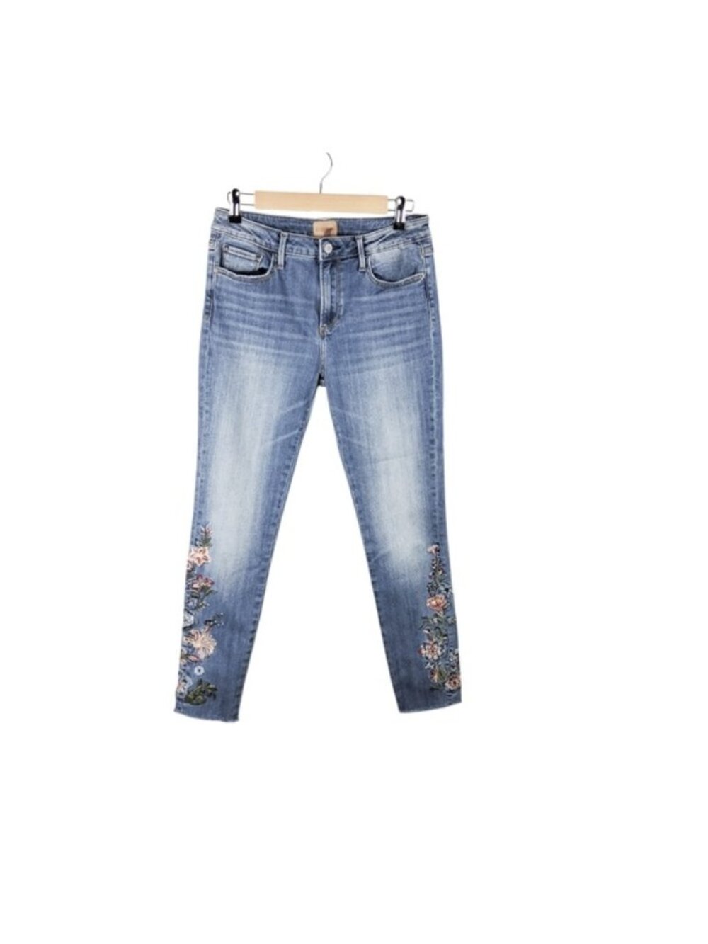 DRIFTWOOD Light Blue Embroidered Ankle Skinny Jeans 28